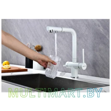 Смеситель Paulmark Serpentine Se213222-431 (белый матовый) картинка 5